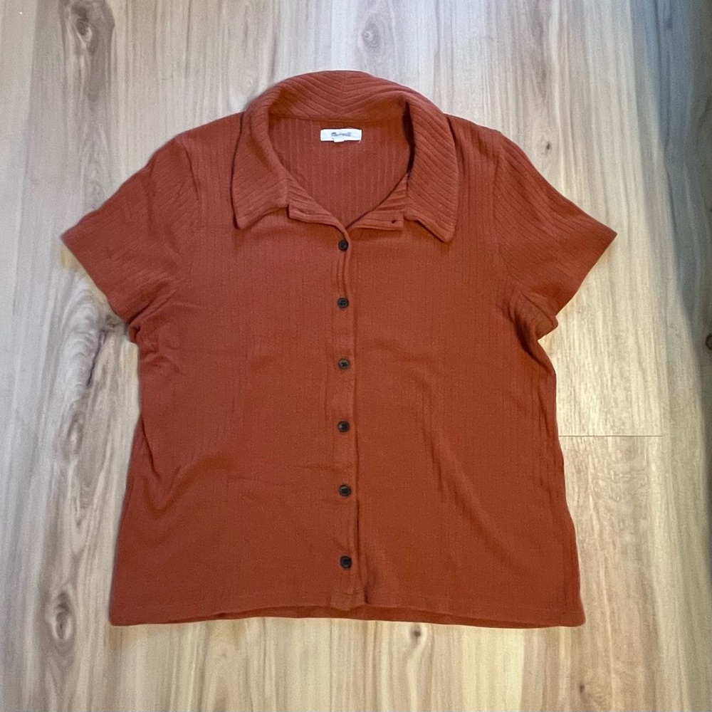 Madewell Rust Orange Collared Button Down Shirt